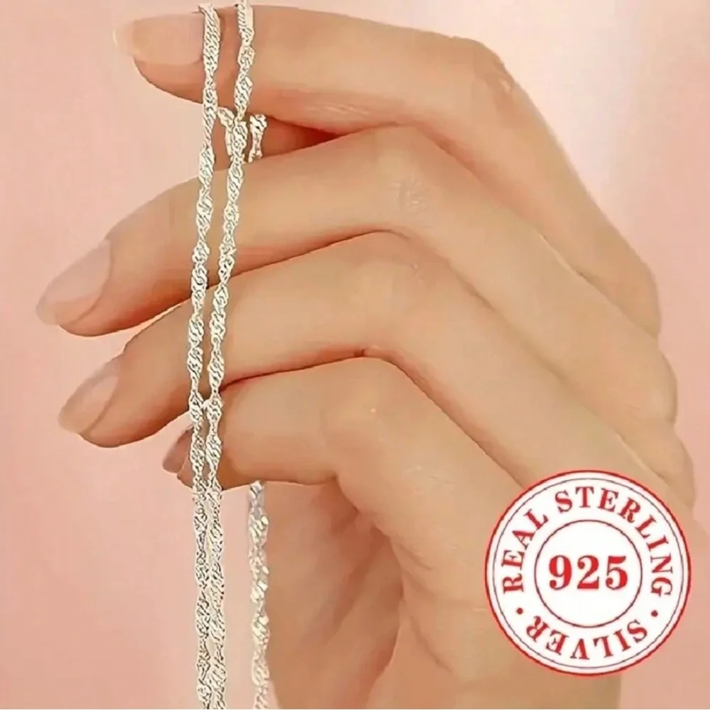 Sterling Silver Plated Twisted Necklace - Picture 2 of 4
